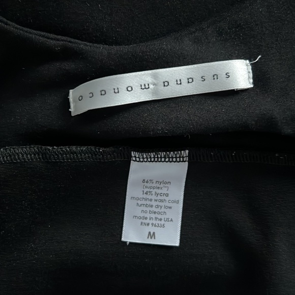 Susana Monaco Open Back Sexy Little Black Short Sleeve Stretch Mini Dress M 6 8 - Picture 9 of 12